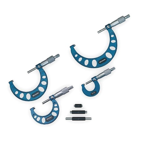 Westward Outside Micrometer Set, 4 Pc, 1-4 In 2YNC1