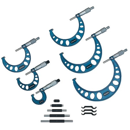 Westward Outside Micrometer Set, 6 Pc, 1-6 In 2YNC2