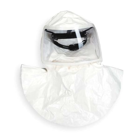 Msa Safety Tychem SL Hoods, Double Bib, Threaded Connector, w/Suspension, PK4 10083382