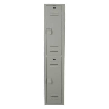 Bradley Wardrobe Locker, 12 in W, 15 in D, 72 in H, (1) Wide, (2) Tier, Gray LK1215722HV-200