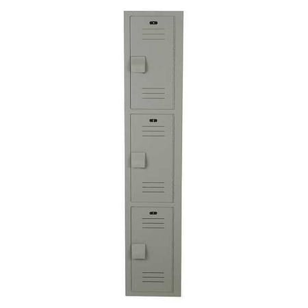 Bradley Wardrobe Locker,  12 in W,  12 in D,  60 in H,  (1) Wide,  (3) Openings,  Gray LK1212603HV-200