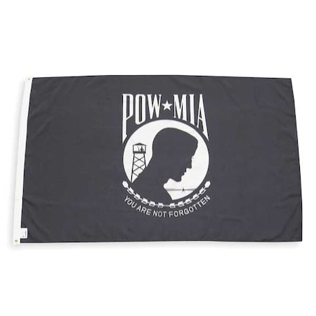 NYLGLO Pow Mia Flag, 3x5 Ft, Nylon, You are not forgotten, Black 377991