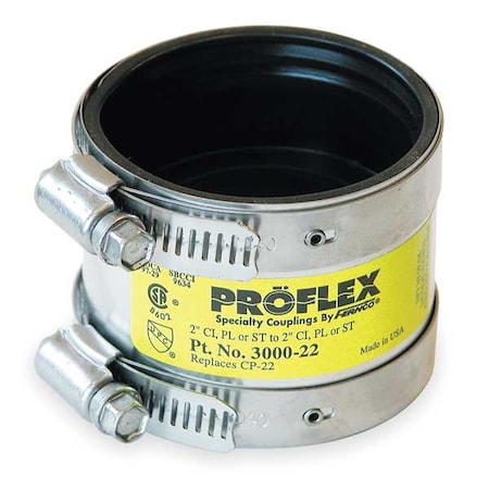 Fernco Shielded Coupling, For Pipe Size 2" 3000-22
