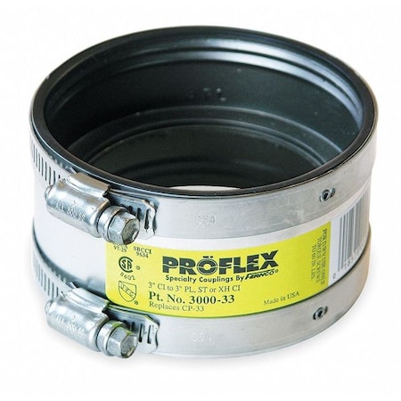 Fernco Shielded Coupling, For Pipe Size 3" 3000-33