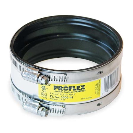 Fernco Shielded Coupling, For Pipe Size 4" 3000-44