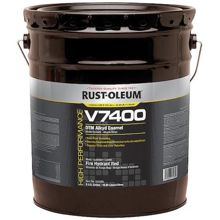 Rust-Oleum Interior/Exterior Paint, High Gloss, Oil Base, Fire Hydrant Red, 5 gal 245386