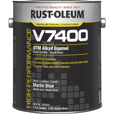 Rust-Oleum Interior/Exterior Paint, High Gloss, Oil Base, Marlin Blue, 1 gal 245440