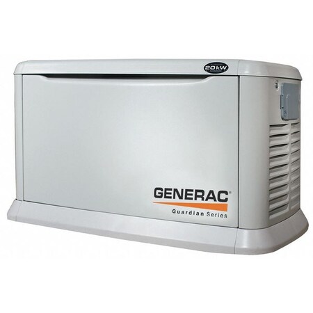 Generac Automatic Standby Generator, Liquid Propane/Natural Gas, 1 Phase, 20kW LP/18kW NG, Air Cooled 6250