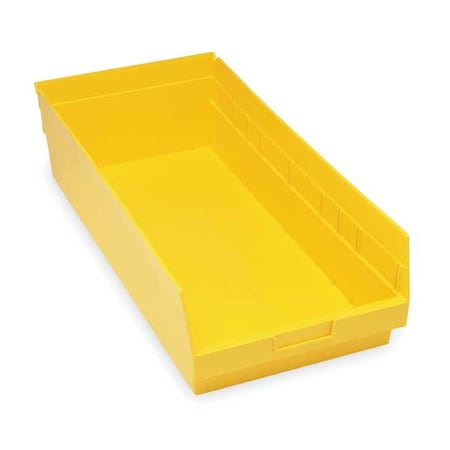 Quantum Storage Systems Shelf Storage Bin, Polypropylene, Yellow, 6 in H, 11 1/8 in W, 23 5/8 in L QSB216YL