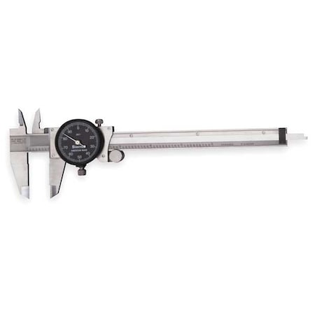 Starrett Dial Caliper w/Case, 6 In, Black B120A-6