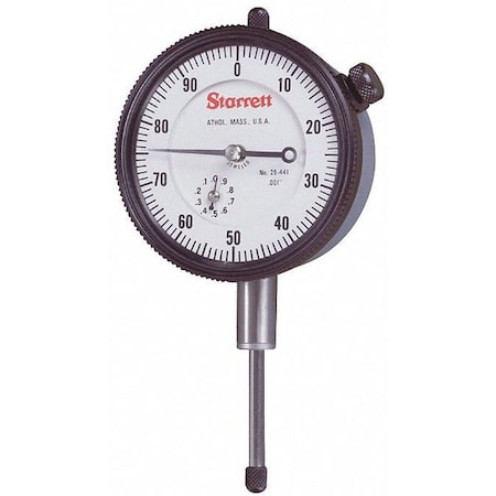 STARRETT Dial Indicator, 0 to 0.500 In, 0-50-0 25-341/5J