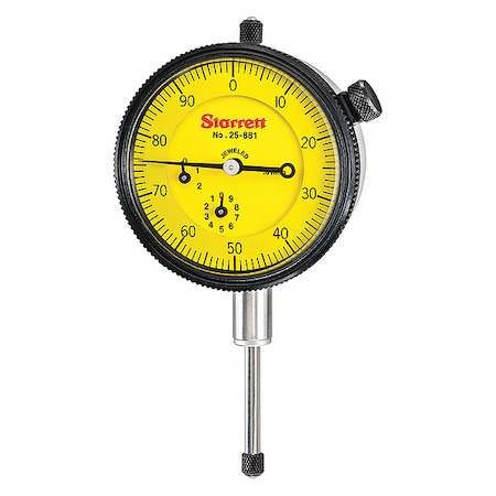 STARRETT Dial Indicator, 0 to 25mm, 0-100 25-881J