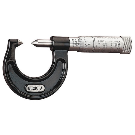 Starrett Outside Micrometer, 7/8", Pointed Anvil 210AP