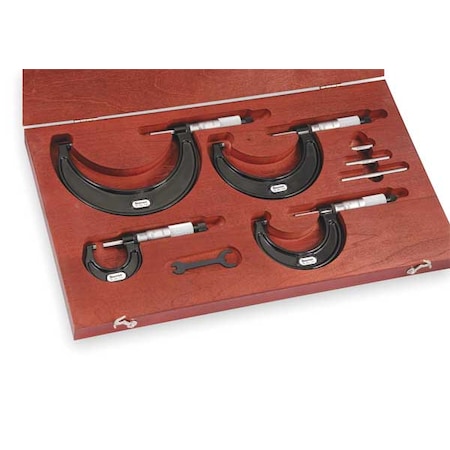 Starrett Micrometer Set, 0 to 4 In, 0.0001 In ST436.1BXRLZ