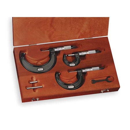 Starrett Micrometer Set, 0 to 3 In, 0.0001 In ST436.1AXFLZ