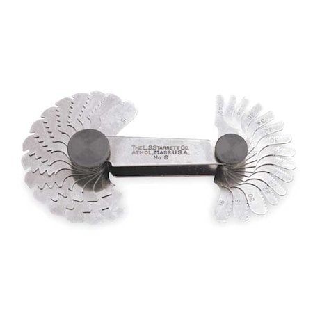 Starrett Screw Pitch Gage, 4-42TPI, 30 Leaves 6