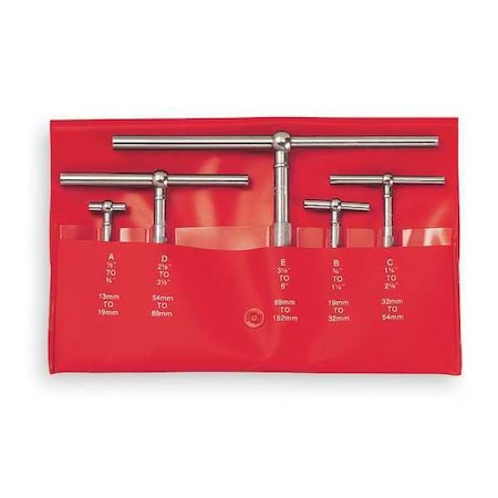 Starrett Telescoping Gage Set, 5 Pc, 2.625 In D S229GZ