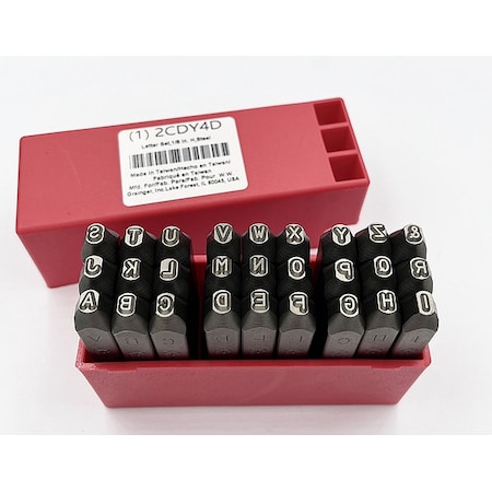 Zoro Select Letter Set, 1/8 In. H, Steel, 2CDY4 2CDY4