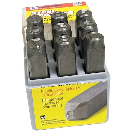 C.H. Hanson Number Set, 1/2 In. H, Steel, Shank Size Square: 3/4 in 26181