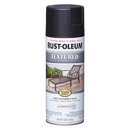 Rust-Oleum Textured Spray Paint, Black, Textured, Solvent, 12 oz 7220830