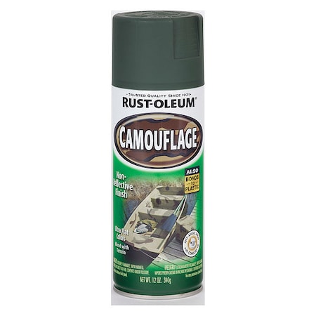 Rust-Oleum Spray Paint, Deep Forest Green, Flat, 12 oz 1919830