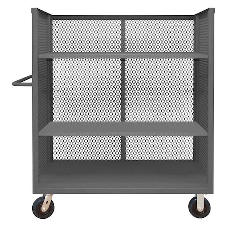 Zoro Select 14 ga. Steel 3 Sided Mesh Stock Cart 3600 lb. Capacity, 54-1/2"L x 24-3/8"W x 56-7/16"H 3ST-EX2448-3-6PU-95