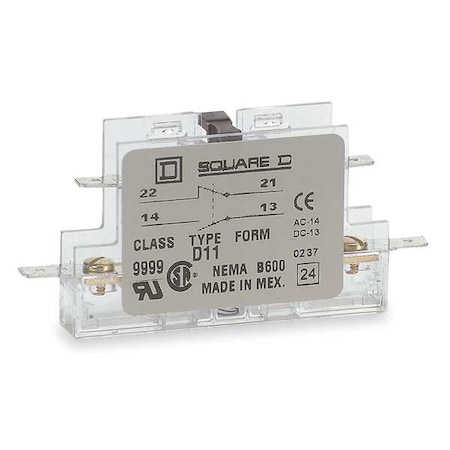 Square D Auxiliary Contact, 2 NO 9999D20