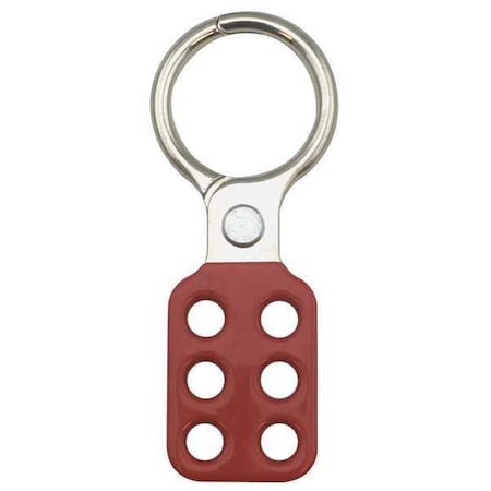 Condor Lockout Hasp, Red, Aluminum, 6 Max. No. of Padlocks, 3/8 in Max. Shackle Dia. 7546