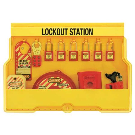 Master Lock Lockout Station, 6 Thermoplastic Padlocks S1850V410