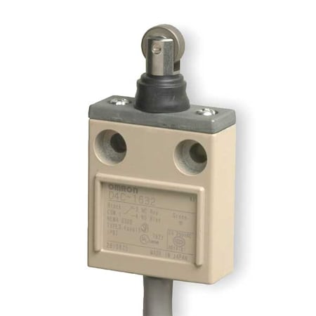 Omron Limit Switch, Plunger, Roller, SPDT, 5A at 250V AC, Actuator Location: Top D4C1632
