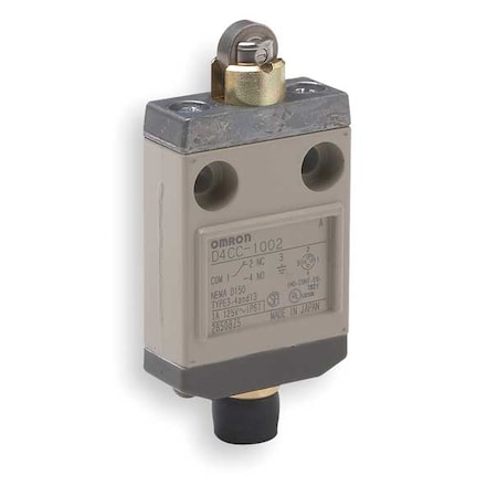 Omron Limit Switch, Plunger, Roller, SPDT, 1A at 120V AC, Actuator Location: Top D4CC1002