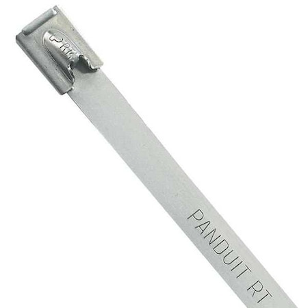 Panduit Cable Tie, 18-1/2 in L, 4 in Max Bundle Dia., Silver, 304 Stainless steel, 225 lb Strength, 50 PK MRT4LH-L4