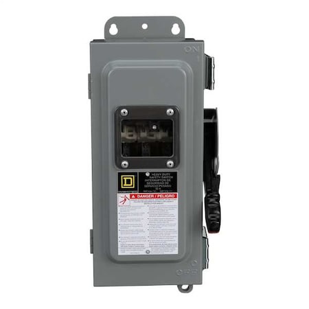 Square D Nonfusible Safety Switch, Heavy Duty, 600V AC/DC, 3PST, 30 A, NEMA 12, 3R HU361AWKEI