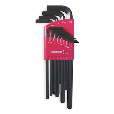 WESTWARD 13 Piece SAE L-Shape Hex Key Set, 2CYC3 2CYC3