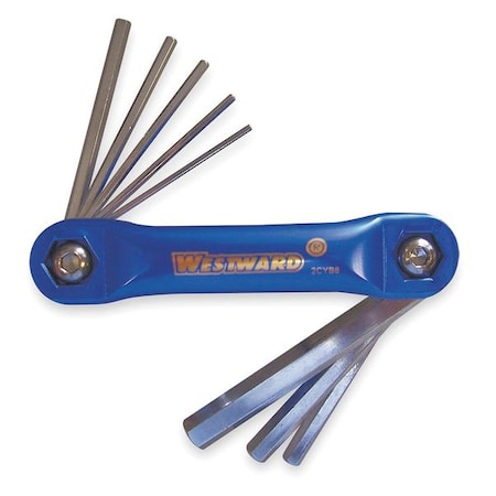 WESTWARD 8 Piece Metric Fold-Up Hex Key Set, 2CYB8 2CYB8