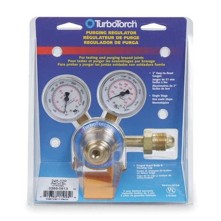 Turbotorch Gas Regulator, Nitrogen, Single Stage, 0.965"-14 Inlet, 1/4"-18 Outlet, 2 to 500 psi 0386-0814