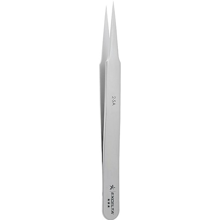 Excelta Tweezers, SS, 4 3/4" L, Straight, Point 2-SA