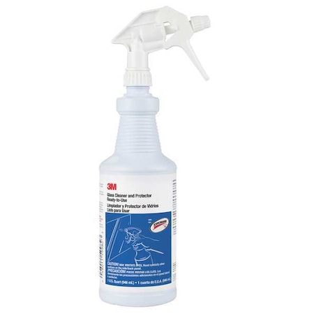 3M Liquid Glass Cleaner, 1 qt., Clear Blue, Unscented, Trigger Spray Bottle, 12 PK 59982