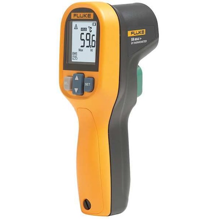 Fluke Infrared Thermometer, Single Dot Laser Sighting Adjustable 0.10 to 1.00, Backlit LCD FLUKE-59 MAX +