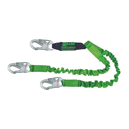 Honeywell Miller StretchStop Shock Absorbing Lanyard, 6 ft. Length, Snap Hook, Steel, 2 Leg(s) 8798SS-Z7/6FTGN
