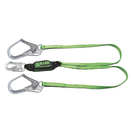 Honeywell Miller HP(TM) Shock Absorbing Lanyard, 6 ft. Length, Snap Hook, Steel, 2 Leg(s), 310 lb. Weight Capacity 8798TR-Z7/6FTGN