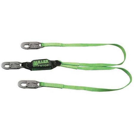 Honeywell Miller HP(TM) Shock Absorbing Lanyard, 3 ft. Length, Snap Hook, Steel, 2 Leg(s), 310 lb. Weight Capacity 8798T-Z7/3FTGN