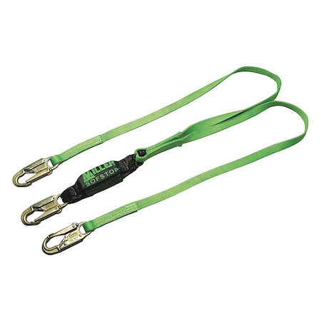 Honeywell Miller HP(TM) Shock Absorbing Lanyard, 6 ft. Length, Snap Hook, Steel, 2 Leg(s), 310 lb. Weight Capacity 8798T-Z7/6FTGN