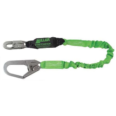 Honeywell Miller StretchStop Shock Absorbing Lanyard, 6 ft. Length, Snap Hook, Steel, 1 Leg(s) 913RSS-Z7/6FTGN