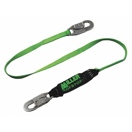 Honeywell Miller HP(TM) Shock Absorbing Lanyard, 6 ft. Length, Snap Hook, Steel, 1 Leg(s), 310 lb. Weight Capacity 913TWLS-Z7/6FTGN