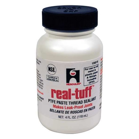 Hercules Pipe Thread Sealant 4.8 fl oz, Brush-Top Can, Real Tuff, White, Paste 15615
