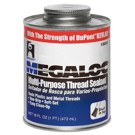 Hercules Pipe Thread Sealant 19.2 fl oz, Brush-Top Can, Megaloc, Blue, Paste 15808