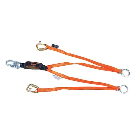 Honeywell Miller Titan(TM) Shock Absorbing Lanyard, 6 ft. Length, Snap Hook, Steel, 2 Leg(s), 310 lb. Weight Capacity T6121TB-Z7/6FTAF