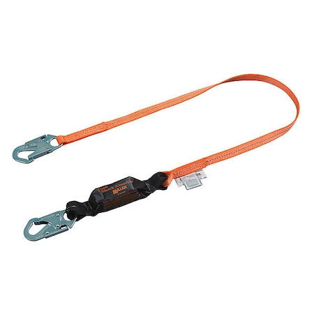 Honeywell Miller Titan(TM) Shock Absorbing Lanyard, 6 ft. Length, Snap Hook, Steel, 1 Leg(s), 310 lb. Weight Capacity T6111-Z7/6FTAF