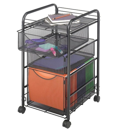 Safco File Cart, w/3 Drawers, Black 5213BL